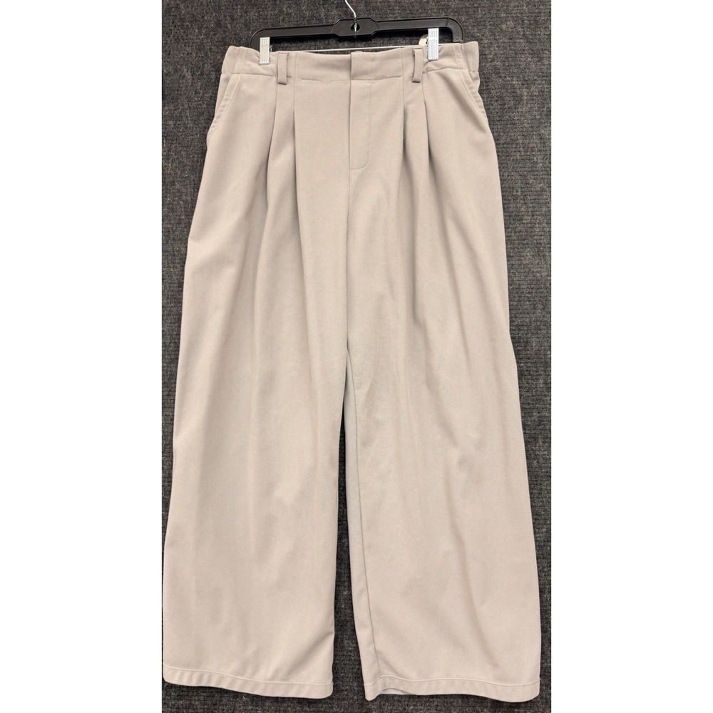 HALARA High Waisted XL  Baggy Pants Pleated Pocket Wide Leg Waffle Gray
